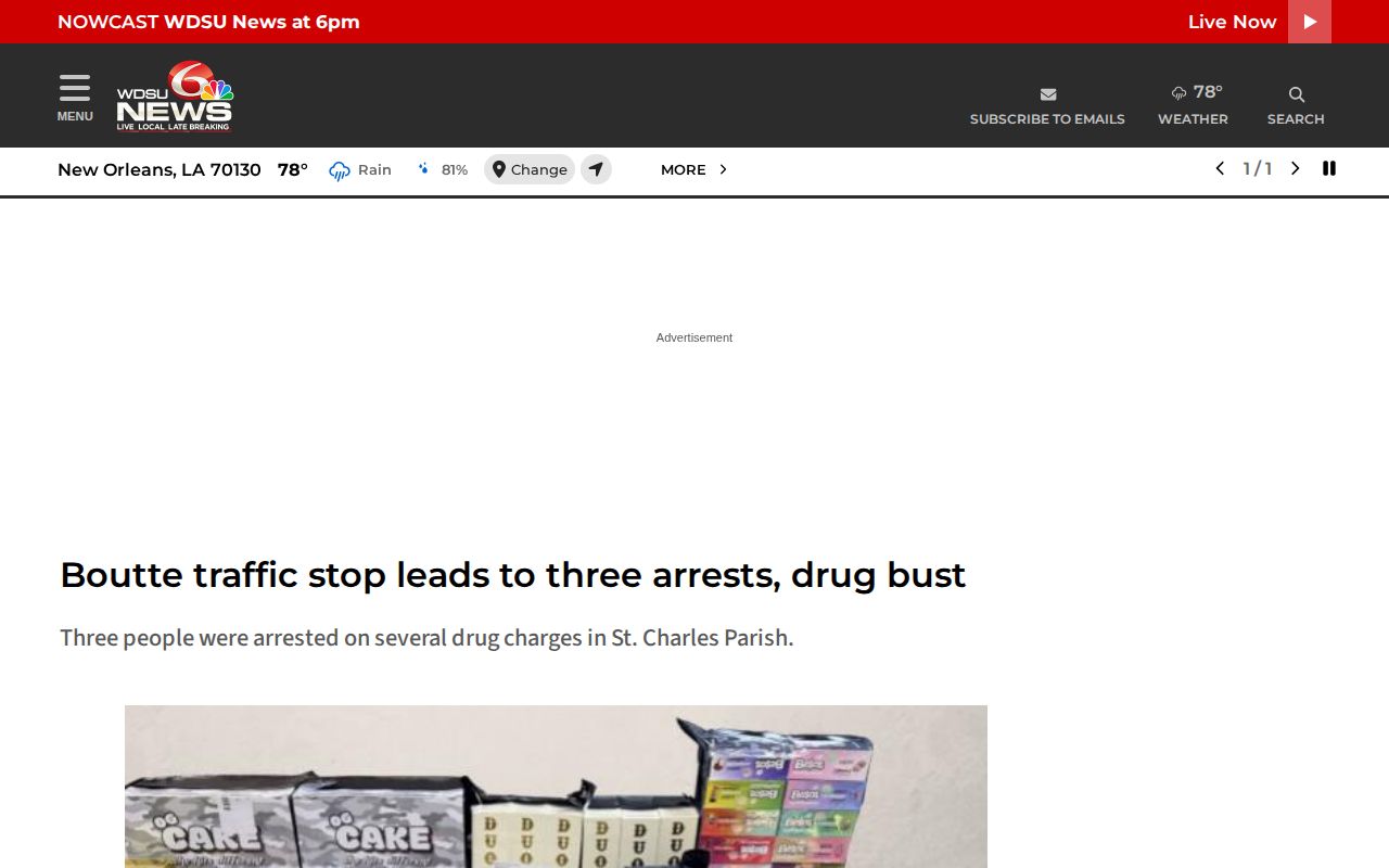 St. Charles Parish crime news example with scene and evidence images